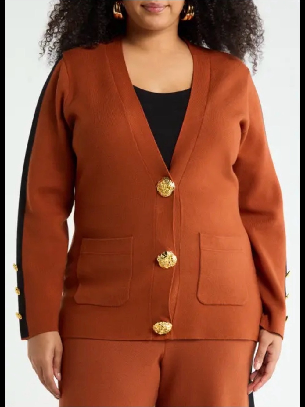 Ashley Stewart Rust Button-Front Women's Cardigan Sweater